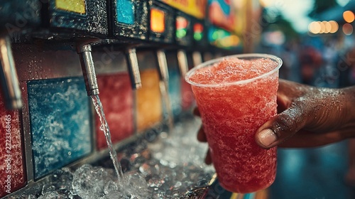 Refreshing Frozen Fruit Drink Being Served at Night Market.