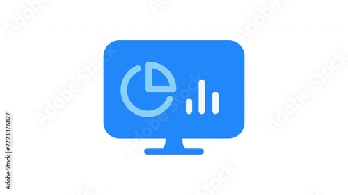 Animated Analytics Monitor Dashboard Icon on Transparent Background