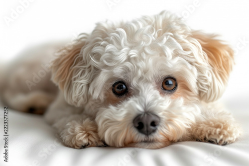 dog Bichon frise curly-haired lap dog
