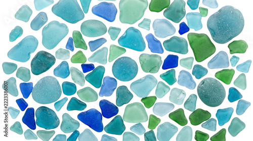 Sea glass collection on a black background