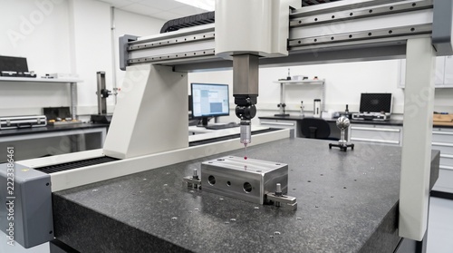 Coordinate Measuring Machine Inspecting a Precision Metal Part in a Quality Laboratory