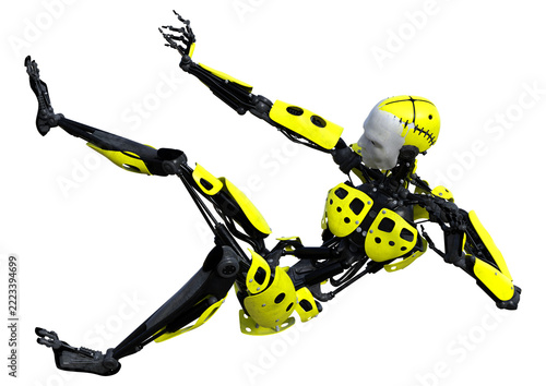 3D Rendering Male Robot on White