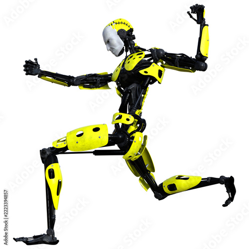 3D Rendering Male Robot on White