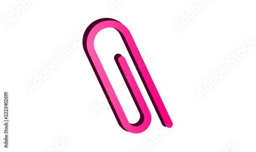 Paperclip Icon Pink 3D Tilted Office Supply Graphic PNG Transparent Background