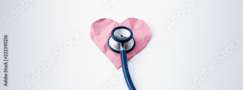 Stethoscope on Crumpled Paper Heart Symbolizing Cardiac Health Problems in Seniors