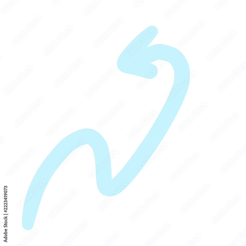 Fototapeta premium An abstract light blue arrow symbol on a white background, suggesting direction or a pointer