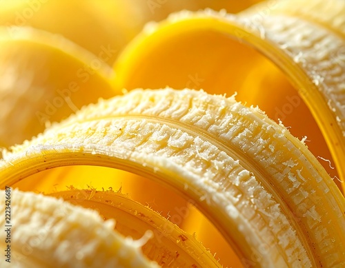 Close-up of a peeled banana, showing the texture of the fruit