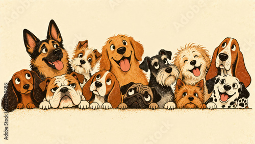 Dogs gather for a happy group scene