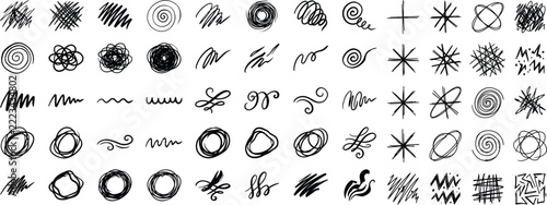 Hand drawn marker scribble collection