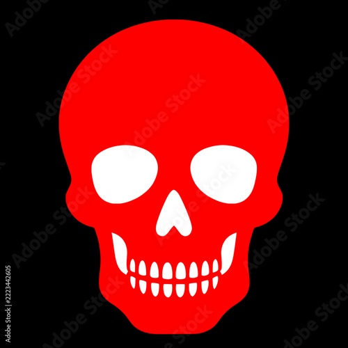 Halloween twitch icon Neon Red human skull on black background