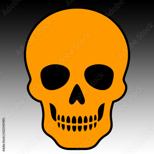 Halloween twitch icon Orange human skull on gradient background