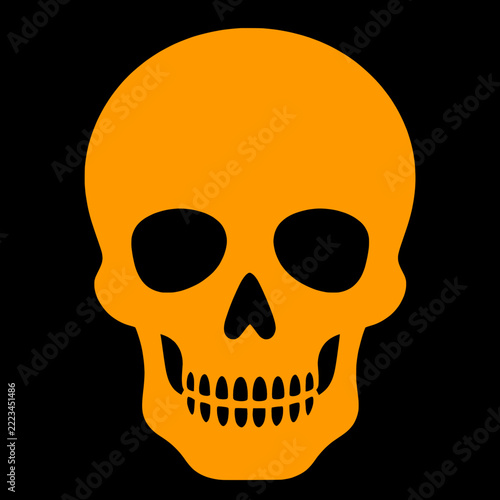Halloween twitch icon Orange human skull black background