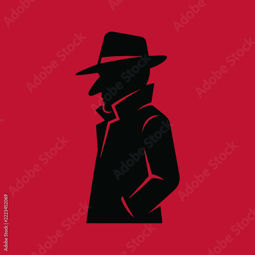 Minimalist Silhouette of a Detective in a Fedora Hat