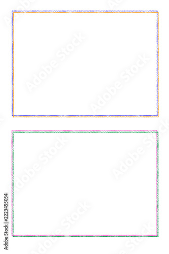 Stitched double line rectangle frames set