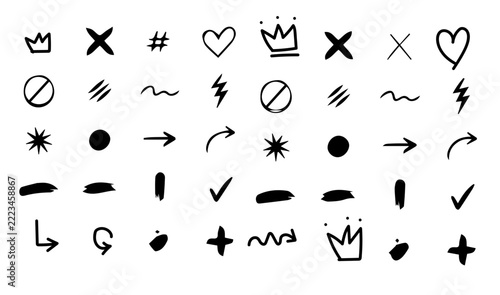 Black Hand Drawn Scribble Doodles and Brush Mark Symbols Elements vector file