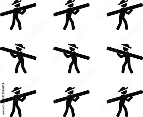 Set of hand drawn vector silhouettes of people