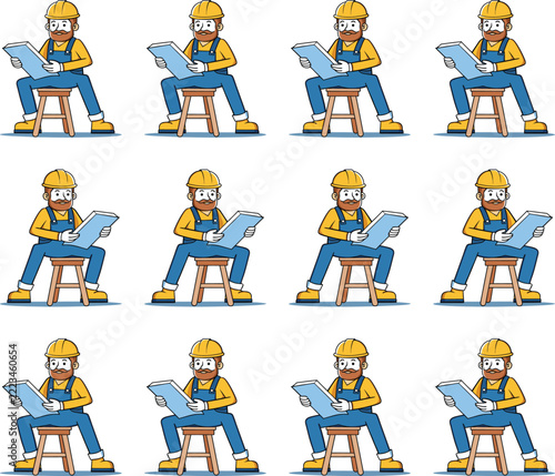 set of cartoon office worker