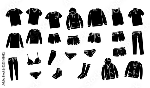 Black Clothing Silhouette Collection T Shirts Hoodies Pants Socks and Underwear