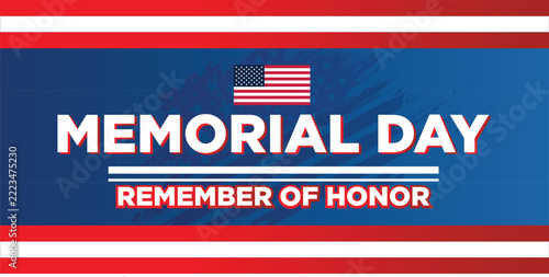 Happy memorial day sale poster with patriotic design stars stripes and special offer discount banner