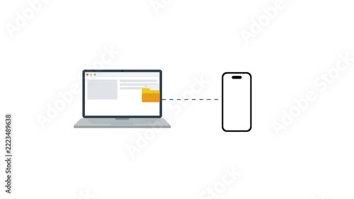 Seamless Data Transfer from Laptop to Smartphone Animation.