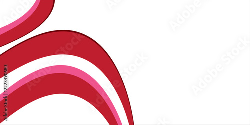 Abstract Red and Pink Wavy Ribbon Frame Background with Copy Space