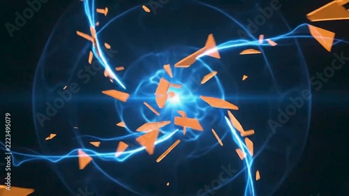 Orange Cyber Intrusion Reversal Blue Digital Security Motion Background
