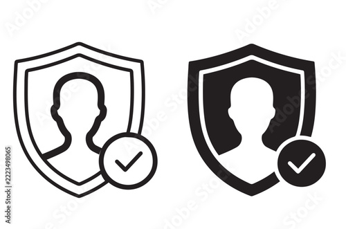 User Security Shield Verified Account Protection Icon Vector Set Ui