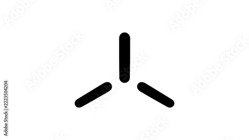 Abstract three pronged black symbol on grid for technology interface UI.