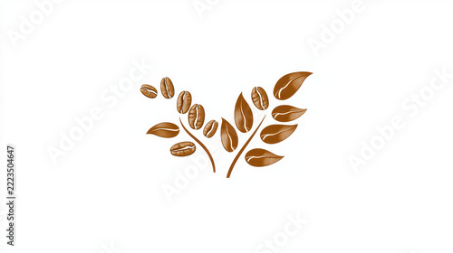 Creative logo design featuring coffee beans and leaves, symbolizing freshness and quality. Perfect for coffee brands or cafes