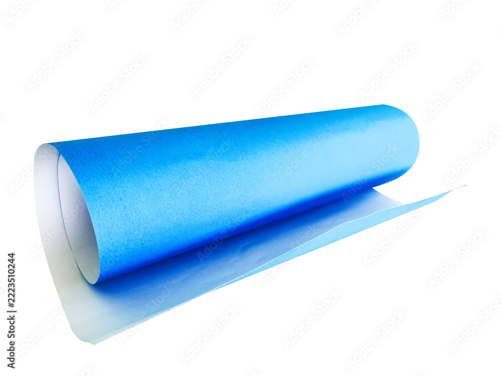 Fototapeta premium roll of blue paper isolated on white