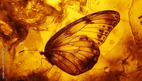 Amber resin preserved butterfly wing time captured aesthetic background