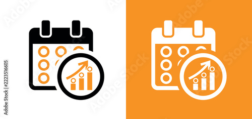 Calendar icon with growth chart, business planning and scheduling concept, vector illustration