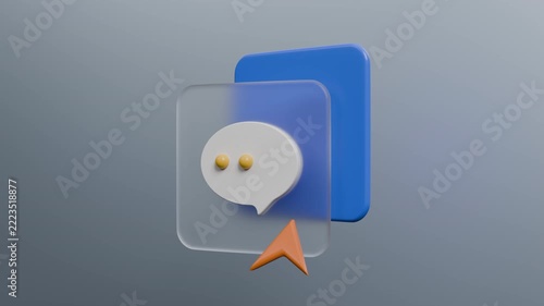 Chat dialog boxes, chat message icon, speech bubble communication concept. Symbolizing online communication and digital correspondence. Modern technology and receipt of new information. 3d animation
