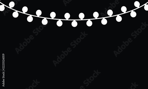 Warm Glowing Christmas String Lights Garland Overlay with Soft White Fairy Lights, Elegant Twinkling Festive  and Luminous Bokeh Effects for Holiday Decorations, Winter Celebrations. 