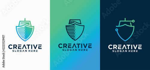 Cruise Ship Technology Logo with a Modern Ship Symbol