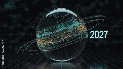Abstract financial trading chart with year 2027