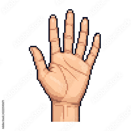 human hand in 8 bit style isolated