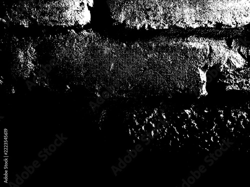 High contrast black and white brick wall texture background with gritty shadows and urban industrial grunge aesthetic for creative design overlays
