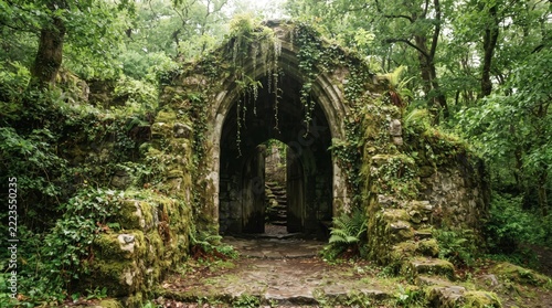 Ancient Mossy Stone Arch Forest Ruins Gateway