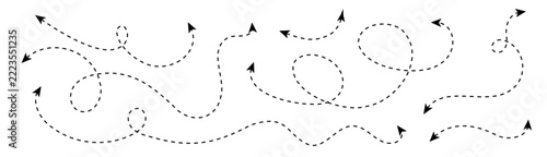 Dot line vector arrow, dash loop direction