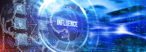Influencer marketing concept. Business, Technology, Internet and network concept. 3d illustration