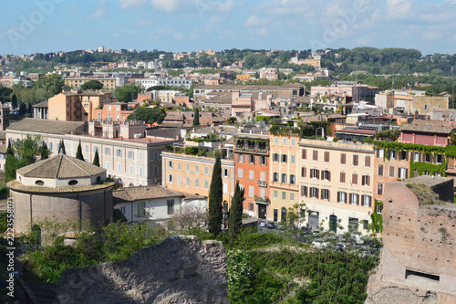 Fotografie Terracotta rooftops and terraces in the old town of Rome