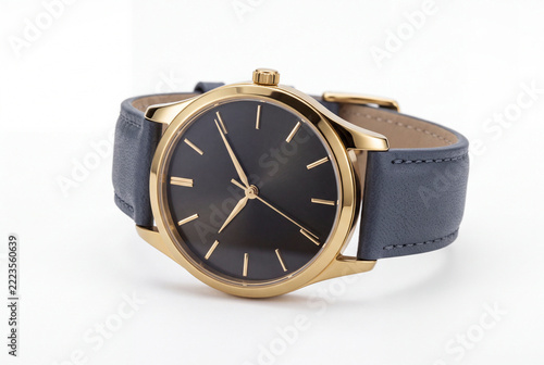 Luxury gold wristwatch with charcoal black dial