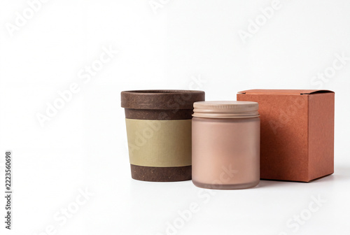 Sustainable packaging products presenting eco-friendly branding concept