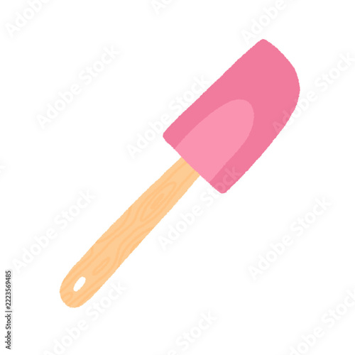 Obraz na plátně pink silicon spatula with wooden handle