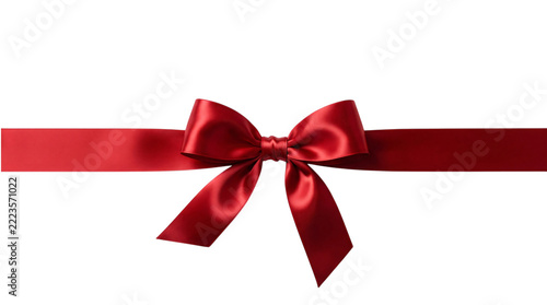 Fotografie Red satin ribbon bow on transparent png