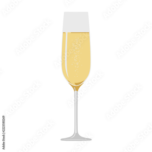 A flute glass filled with sparkling champagne, ready for a toast.