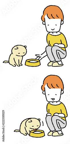 猫の水飲み・水分補給シーンのイラスト