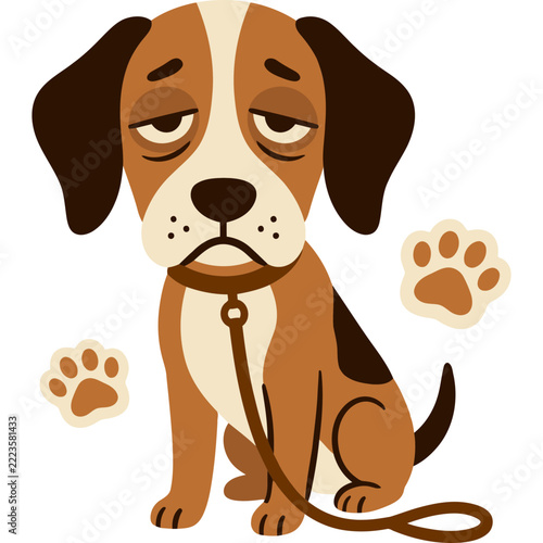 Funny Tired and Annoyed Dog Animal Character