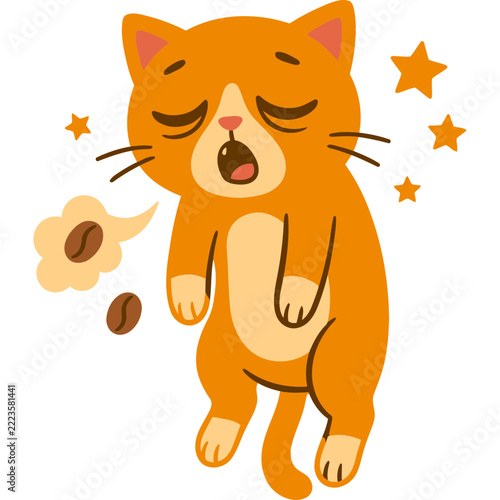 Funny Tired and Annoyed Cat Animal Character